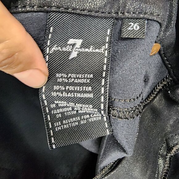 7 For All Mankind Jeans Womens 26 Black Stretch Mid Rise Jeggings Leggings - Picture 11 of 12